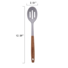 10-Piece Silicone and Acacia Wood Handle Kitchen Cooking Utensils Set, Gray