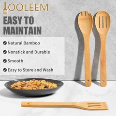 Cooking Utensil Set Bamboo Wooden Spoons Non-Stick Pan Safe Kitchen Tools 6pcs