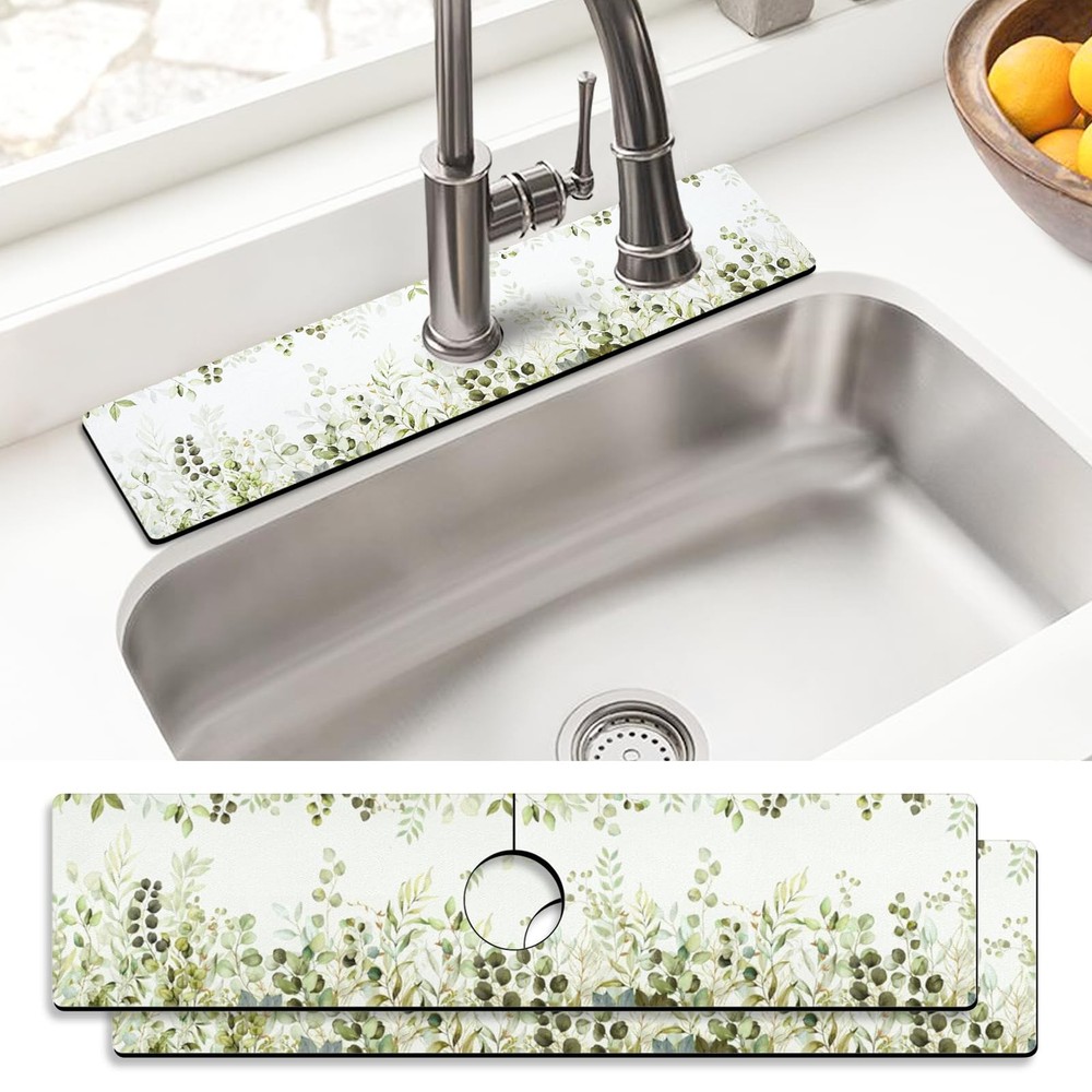 Sink Faucet Absorbing Mat, 2 Pack Drying Mat Around Faucet Sink Splash Guard …