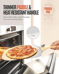 Pizza Peel Aluminum Pizza Spatula, 12 inch Metal Pizza Paddle12″x 14″with Roc…