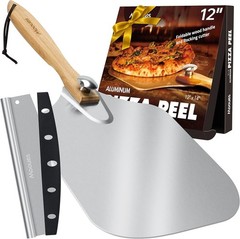 Pizza Peel Aluminum Pizza Spatula, 12 inch Metal Pizza Paddle12″x 14″with Roc…