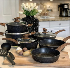 Juego de utensilios de cocina para inducción de 12 piezas, juego de ollas y sart