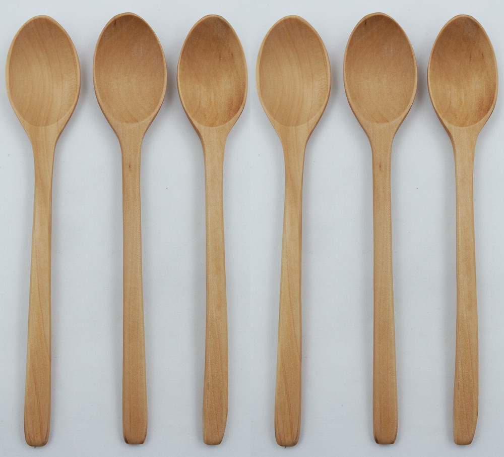 6PCS -Wood Spoons Soup Eco Friendly Japanese Tableware Natural Wooden USA Seller