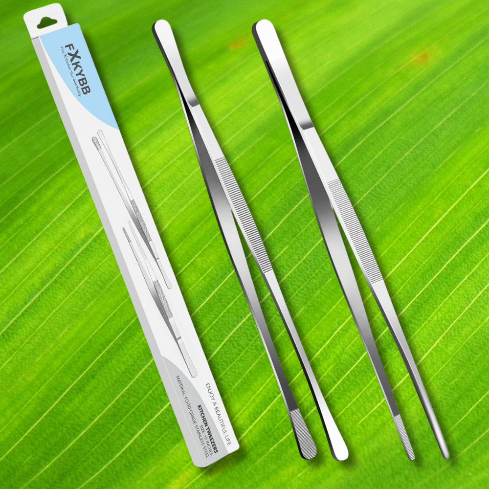 Stainless Steel Cooking Tweezers Tongs 12 Inch Kitchen Tools 2 Pack