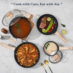 SODAY 12 Pcs Pots and Pans Set Non Stick, Cookware Sets 12 Pieces, Black