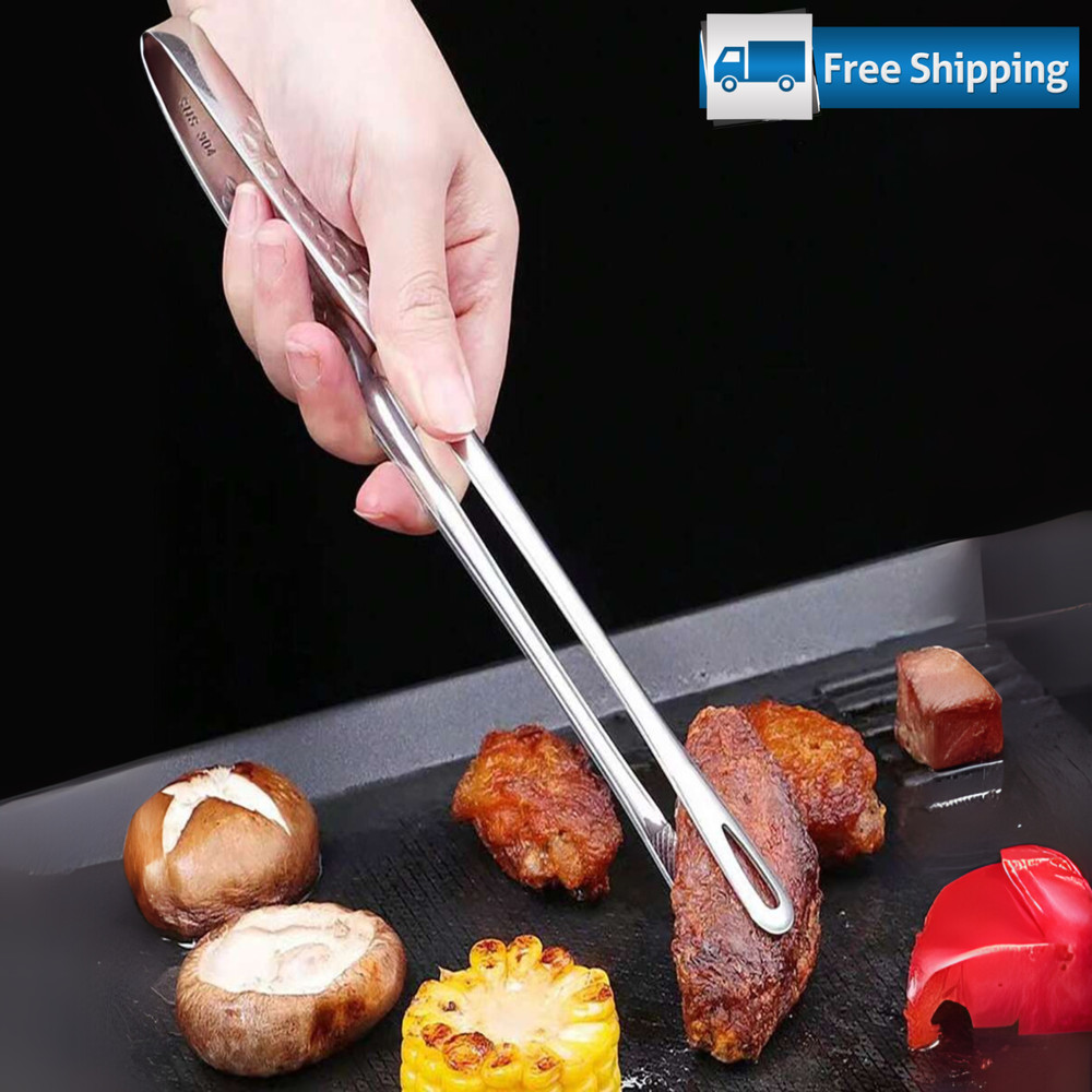 Stainless Steel Food Tongs Long Handle Non-Slip BBQ Tongs Steak Tongs Clamp Tool