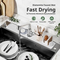 Quick Dry Sink Splash Guard – 15.8″ Quick Drying Diatomite Earth Faucet Mat