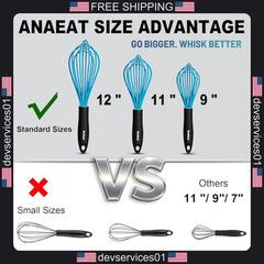 3 Pack Silicone Balloon Whisks for Non-Stick Cookware