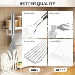 Fish Spatula, 2 Pack Stainless Steel Metal Spatula, Slotted Spatulas for Cooking