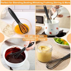 Silicone Whisk Heat Resistant Scratch Whisks Set of 3 Stainless Steel Silicone