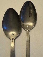 Vintage Household & Unbranded Stainless Steel Serving Spoons Black Handle USA