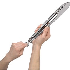 Cuisipro 16 Inch Stainless Steel Locking Tongs, Silver