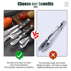 Stainless Steel Steak Clamp Food Bread Meat Clip Tongs BBQ Kitchen Cooking Tools