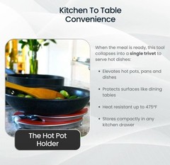 Trivae 4-in-1 Multi-Functional Lid Holder & Pot Stand – Flame Red Kitchen Trivet