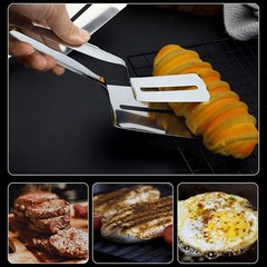 Stainless Steel Steak Clamp Food Bread Meat Clip Tongs BBQ Kitchen Cooking Tool