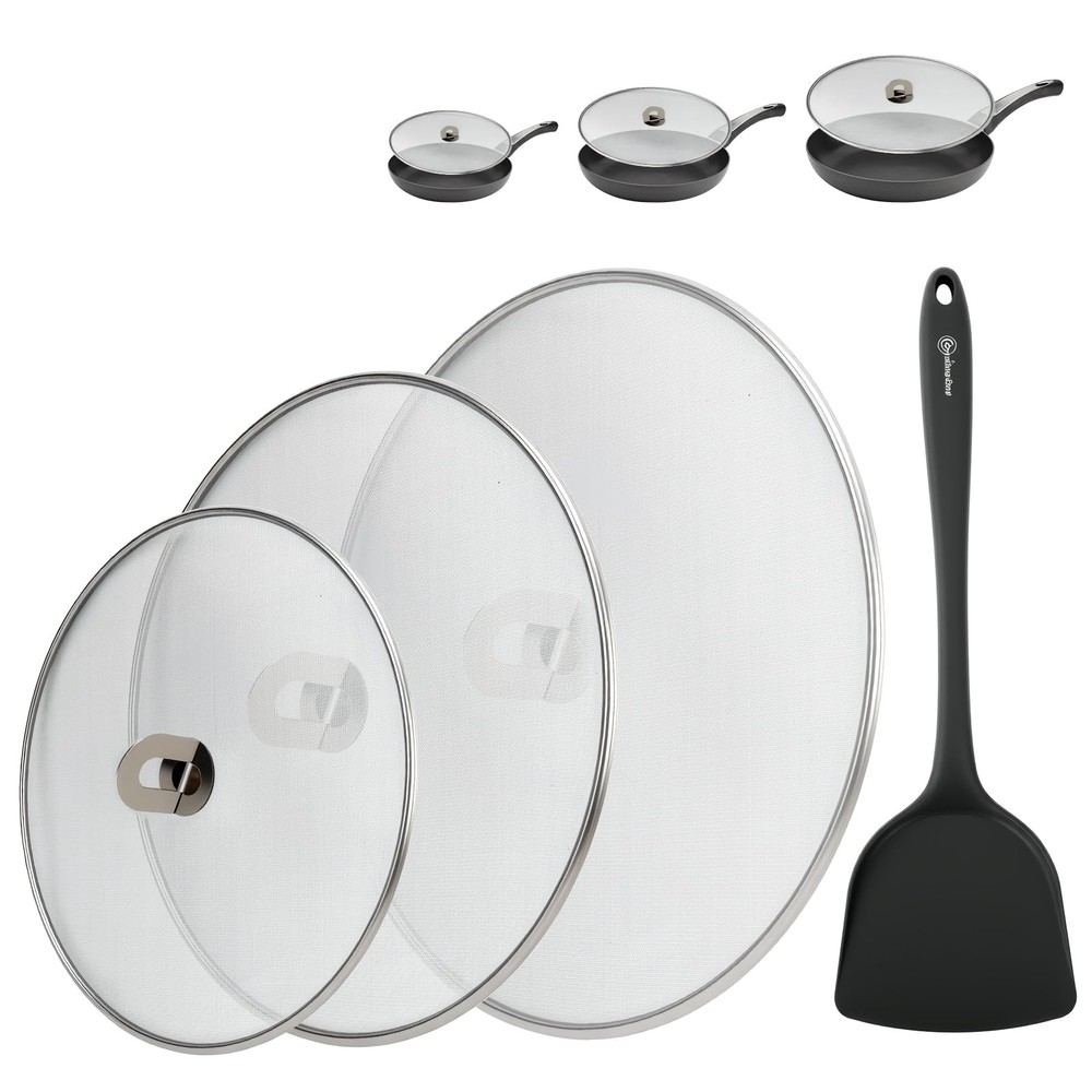 WRENYZK 3Pack Grease Splatter Screen for Frying Pan with Spatula, Stainless S…
