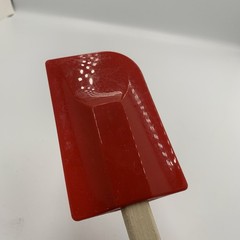 LE Creuset Red Silicone Spatula Scraper Wood Handle