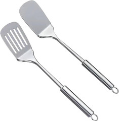 Silver Spatula Set 13.5 Inch Stainless Steel Solid & Slotted Spatula Turner
