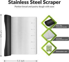 Stainless Steel Bench Scraper with Non-Slip Grip – Perfect for Pastry and Dough