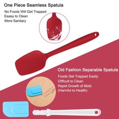 4Pcs Silicone Spatula Heat Resistant Non Stick for Kitchen Cooking Red