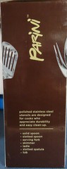 NIB PARINI 7 PC. POLISHED STAINLESS STEEL UTENSIL SET, SPOONS FORK LADLE SPATULA