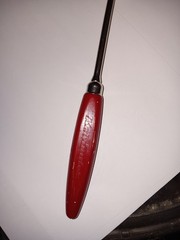 Vtg A&J Kitchamajig Slotted Spoon Whisk Strainer Utensil Red Wood Handle 12” USA