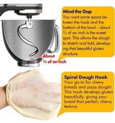 6QT Spiral Dough Hook for KitchenAid Bowl Lift Mixer Stainless Steel