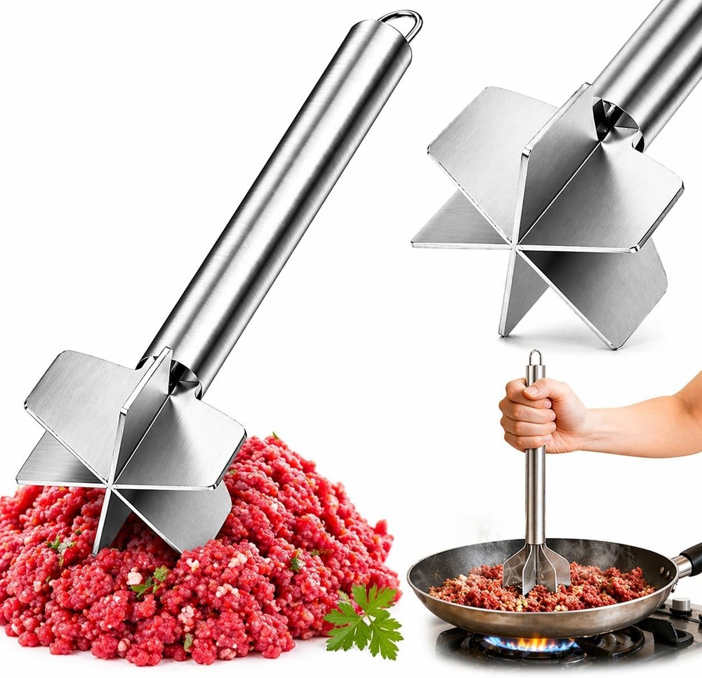 Stainless Steel Meat Chopper and Masher Ground Beef Masher Tool for Hamburger