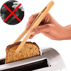 4 pack Bamboo Toaster Tongs – 7” Reusable Wood Cooking Tongs -Ideal