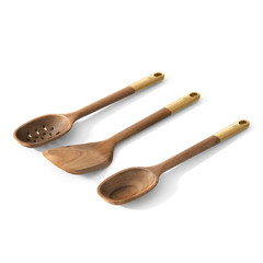Beautiful by Drew Barrymore 3pc Wood Cooking Tools Set Kitchen Utensils New