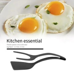 2 In 1 Nylon Grip Flip Tongs Egg Spatula Tongs Steak Spatula Fried Turners Tools