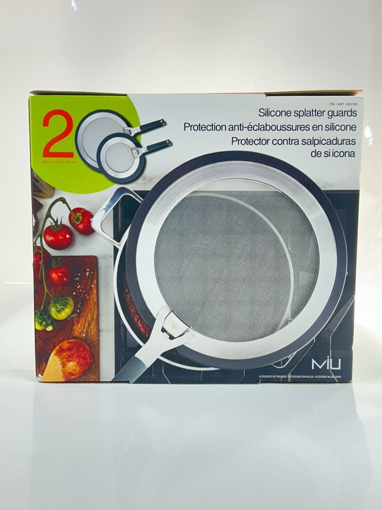 MIU Silicone Splatter Guards Set of 2 10″ & 12″ Frying Pan Splash Screen Cover