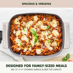 GreenPan Advanced 12” X 15” Electric Skillet with Lid, 7QT Capacity for Famil…