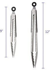 304 Stainless Steel Kitchen Cooking Tongs, 9″ and 12″ Set of 2