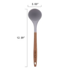 10-Piece Silicone and Acacia Wood Handle Kitchen Cooking Utensils Set, Gray