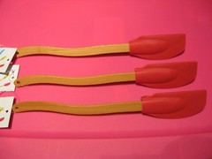3 Red Silicone Spatula With Bowl Side Drip Clip / 8″ Ergonmic Handle Pot Stirer