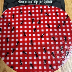 Andreas Round Silicone Non-Slip Jar Opener 6 1/4″ Diameter Red With Ants USA NEW