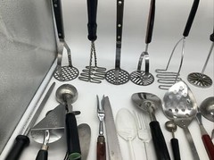 28 Metal + Plastic Wooden Stainless Kitchen Utensils Tools Fork Knife Mashers ++
