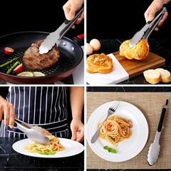 304 Stainless Steel Kitchen Cooking Tongs, 9″ and 12″ 16″