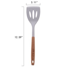 10-Piece Silicone and Acacia Wood Handle Kitchen Cooking Utensils Set, Gray
