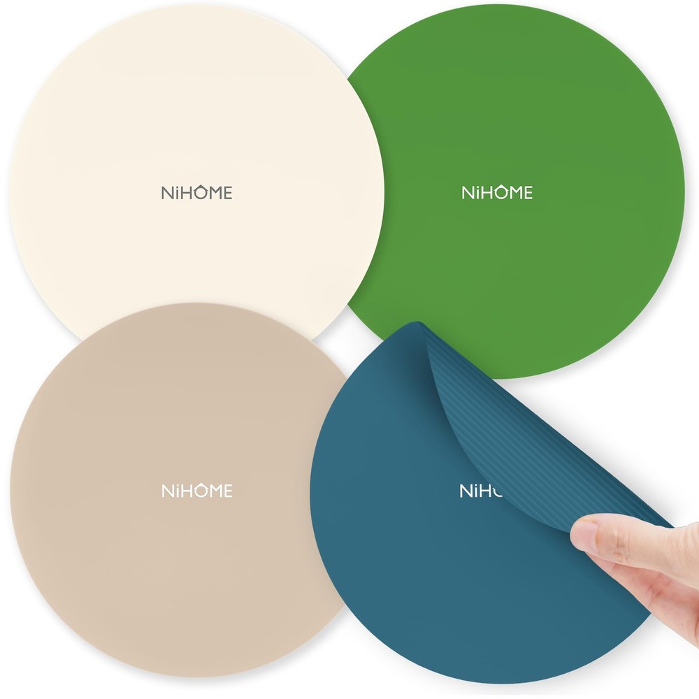 NIHOME Silicone Jar Opener – 6 Inch Round Shape, Forest Color Palette-4pcs