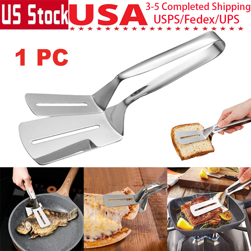 Stainless Steel Steak Clamp Food Clip Tongs Bread Meat BBQ Cooking Kitchen Tool