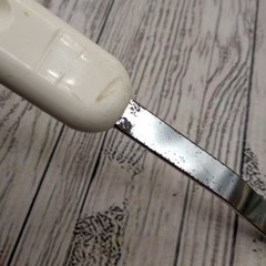 Vtg Bonny Nylon Slotted Wide Round Spatula Pancake Turner Blue White FLAWS READ