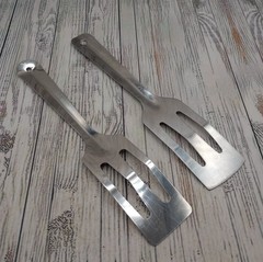 Slotted Servespoon Small Spatula Server Short Metal Turner Unbranded Lot of 2