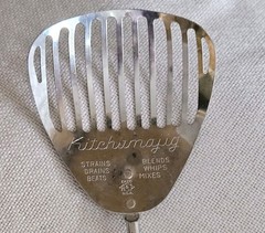 Vtg Ecko Siegler Kitchamajig Spoon Whisk Strainer Utensil Red Wood Handle USA