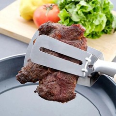 Stainless Steel Steak Clamp Food Bread Meat BBQ Clip Tongs Kitchen Cooking Tool