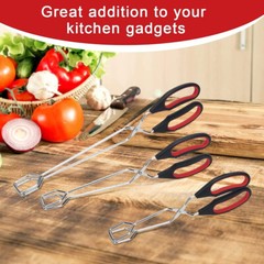 3 Pack Stainless Steel Scissor Tongs, Kitchen Tongs for Cooking Food Tongs BBQ