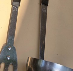 7 Vintage Flint Forge Stainless Steel Cooking Utensils Black Handles Ekco USA