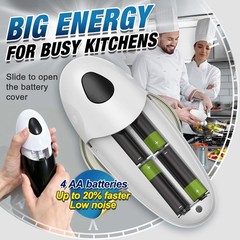 Electric Can Opener, One Press Start/Stop, Automatic portable, Black/White