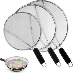 Splatter Screen for Frying Pan – 9.8″ 11.4″ 13″ Stainless Steel Fine Mesh Grease